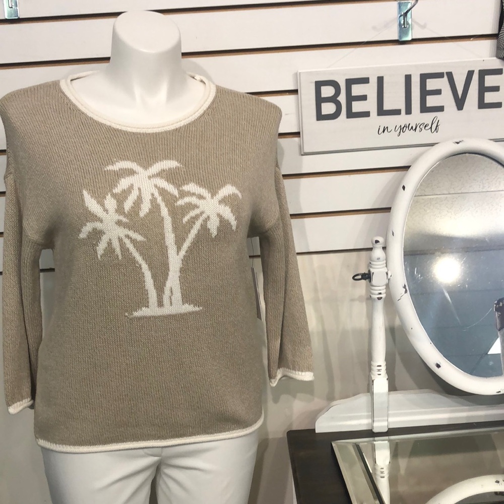 Beige Palm Tree Sweater